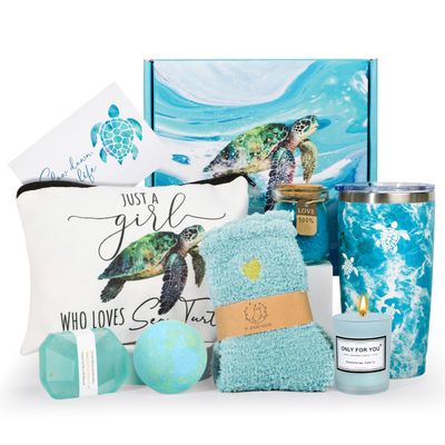Sea Turtle Gifts for Women,Turtle Gifts Set for Turtle Lovers Turtle Gift Baskets Relaxing Spa Bath Gift Baskets Birthday Gifts for Women Gift Set for Her Sister Friends Mom