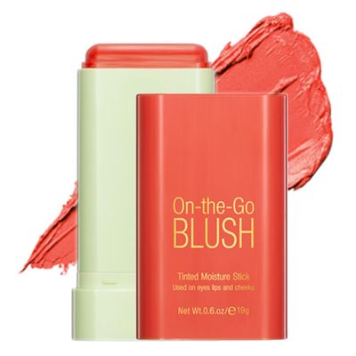 Mysense Orange Cream Blush Stick, On-the-Go Blush, Multi-use Makeup Blush Stick for Cheeks Lips Eyes, Solid Moisturizer Stick Blush Makeup Natural Matte Finish Waterproof Long-Lasting, 03 Coral Orange