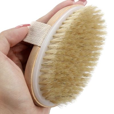 TEMEAYE Dry Brushing Body Brush, Body Skin Exfoliator Scrubber, for Skin Dry Brushing Massage, Lymphatic Drainage &amp; Blood Circulation Improvement, Medium Strength (Boar Bristle and Wooden Handle)