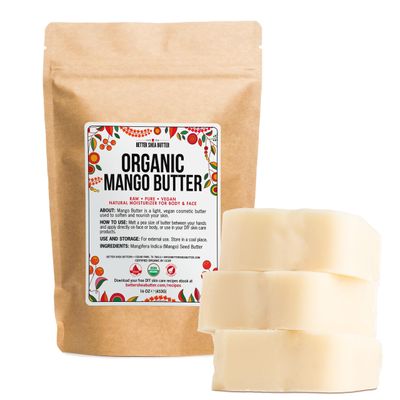 Organic Mango Butter 1lb - Raw Organic Unrefined Mango Seed Butter for Skin Care, Body Butter &amp; Hair - Pure Mango Butter Cold Pressed for Soap Making, Mango Lotion | Natural Skin Moisturizer