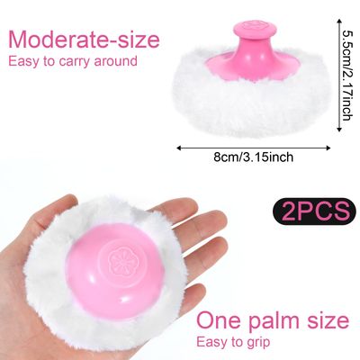 WLLHYF 2 Pcs Fluffy Powder Puff Large Body Cosmetic Face Loose Powder Applicator Handle Foundation Puff Pad Washable Beauty Application Tool for Women Sensitive Skin(Pink)