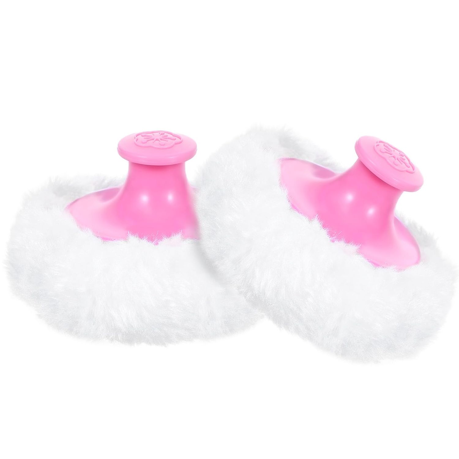 WLLHYF 2 Pcs Fluffy Powder Puff Large Body Cosmetic Face Loose Powder Applicator Handle Foundation Puff Pad Washable Beauty Application Tool for Women Sensitive Skin(Pink)