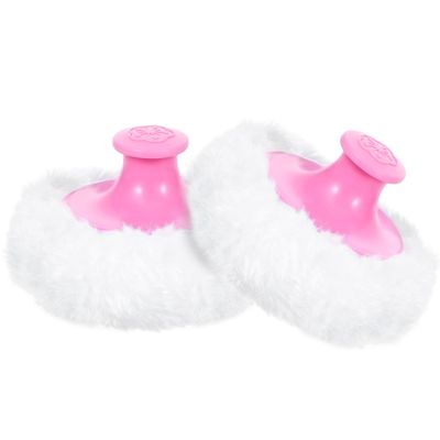WLLHYF 2 Pcs Fluffy Powder Puff Large Body Cosmetic Face Loose Powder Applicator Handle Foundation Puff Pad Washable Beauty Application Tool for Women Sensitive Skin(Pink)