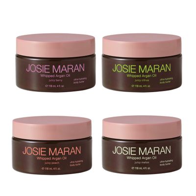 Josie Maran 4 Piece Whipped Argan Oil Body Butter - Skin Firming Cream with Whipped Shea Butter, Avocado Oil &amp; Fatty Acids - Cruelty-Free Skincare - (4 oz)