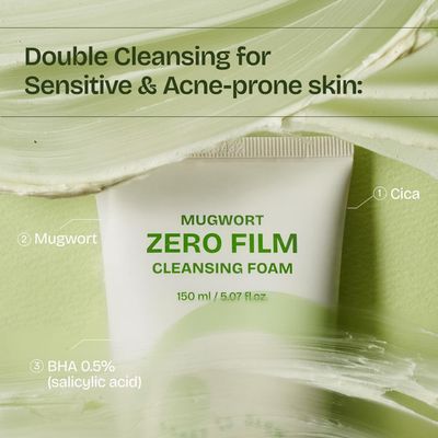 Orien Mugwort Zero Film Cleansing Foam 5.07 fl.oz, 150ml Daily Makeup Blackhead Removal No pore clogging Korean skincare double cleansing
