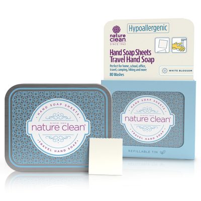 Nature Clean Travel Hand Soap Sheets - Non-Toxic, Hypoallergenic, Completely Dissolvable, Ideal for Home, School, work, travel, and adventures, traveling essentials &amp; camping Essentials - (80 Sheets)