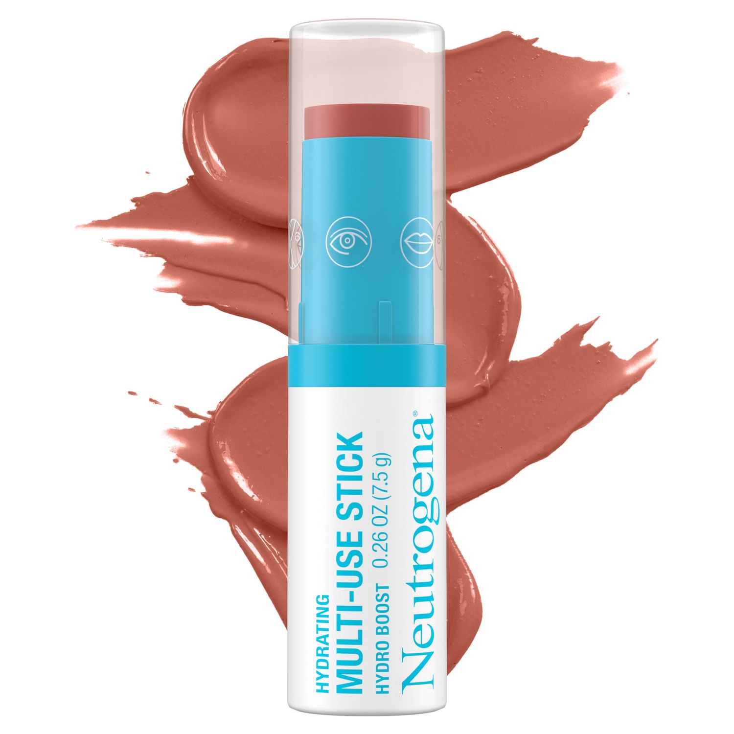 Neutrogena Hydro Boost Hydrating Multi-Use Makeup Stick with Hyaluronic Acid, Gentle Multi-Use Colored Makeup Balm to Brighten Lips, Cheeks &amp; Eyes, Non-Comedogenic, Temptation, 0.26 oz