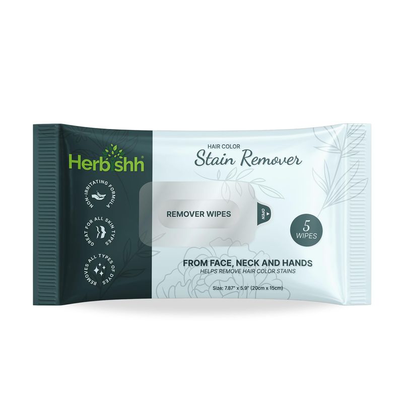 Herbishh Hair Color Stain Remover Wipes - Gentle Formula for Dye Cleanup - Easy Clean Travel Pack With 5 Skin-Friendly Wipes (Pack of 1)