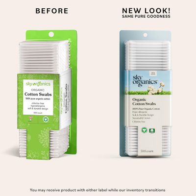 Sky Organics - Organic Cotton Swabs, 500 ct. - Ultra Soft Tips - Strong & Durable - Hypoallergenic - Chlorine Free - Sustainable - with Ebook - Natural, Vegan & Cruelty Free - Skin Care & Self Care