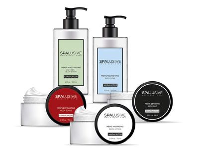 SpaLusive Luxury Spa Gift Set for Men - Natural Mens Gift Basket - Great Gift For Guys for Holidays, Birthdays, High School, College Grad, Fathers Day Bath And Body Set - Fresh Sandalwood Scent