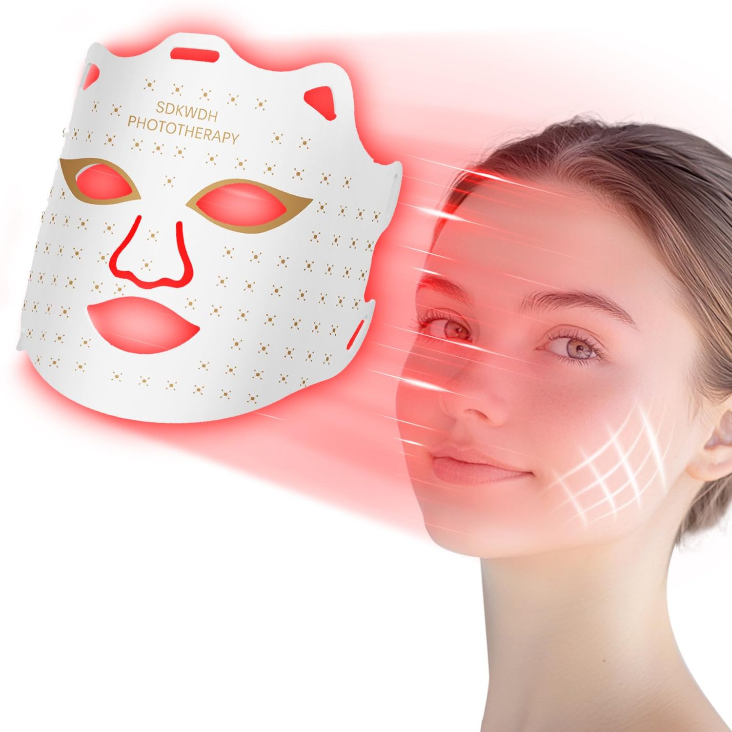 SDKWDH Red Light Therapy for Face, 7 Colors LED Face Mask Light Therapy At Home, Led Face Mask Light Therapy, White