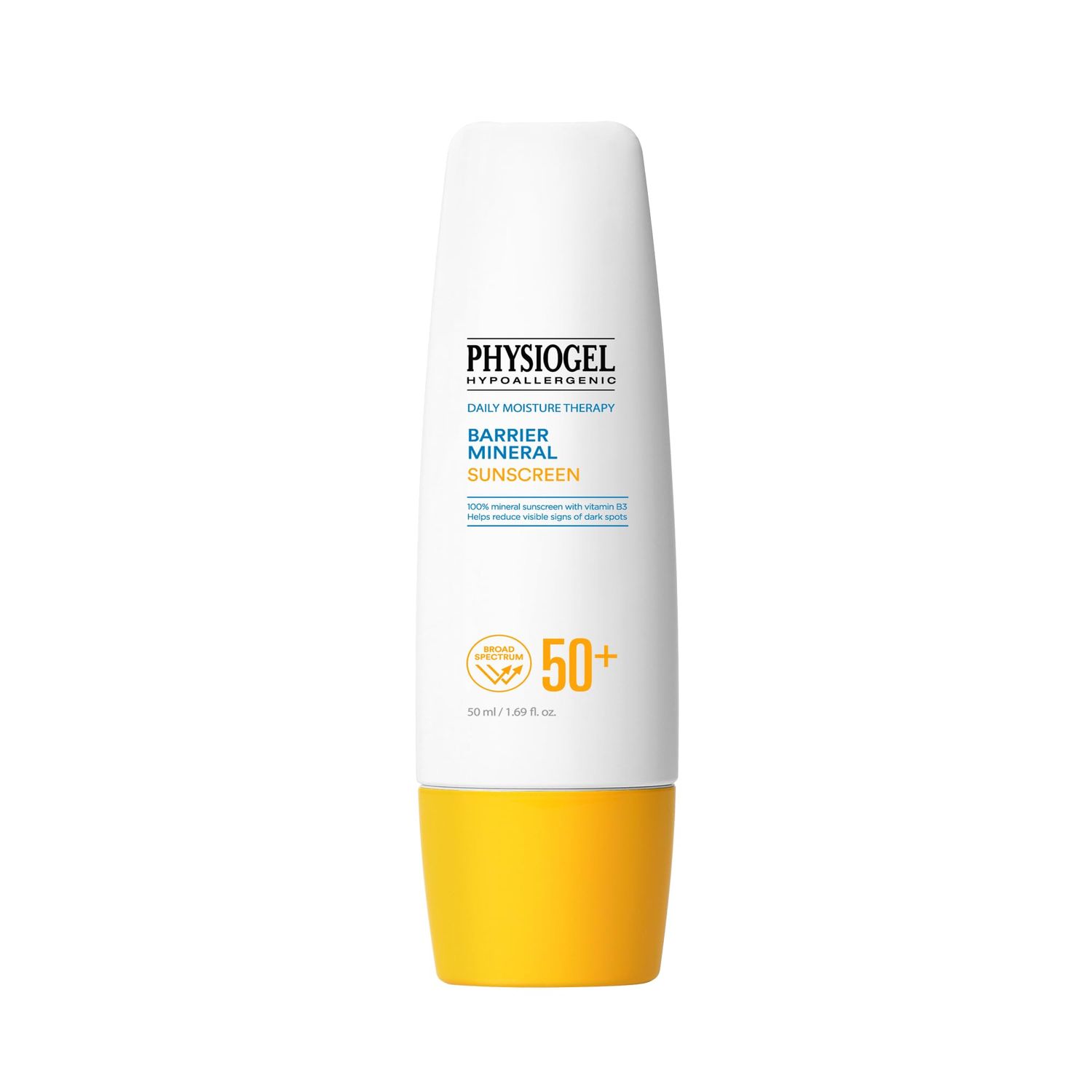 Physiogel Daily Moisture Therapy Barrier Mineral Sunscreen Broad Spectrum 50 | Water Resistant &amp; Safe for Sensitve Skin | Strenghten Skin Barrier | Reef Friendly, Paraben-Free, Dermatologically Tested