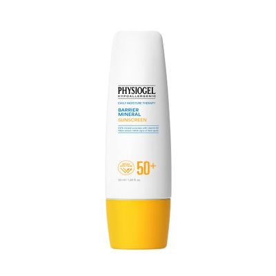 Physiogel Daily Moisture Therapy Barrier Mineral Sunscreen Broad Spectrum 50 | Water Resistant &amp; Safe for Sensitve Skin | Strenghten Skin Barrier | Reef Friendly, Paraben-Free, Dermatologically Tested