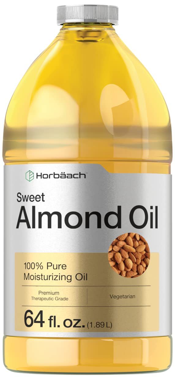 Horbach Sweet Almond Oil 64 fl oz | for Hair and Skin | Pure and Moisturizing Formula | Bulk Size Carrier Oil | Vegan, Non-GMO, Cruelty Free