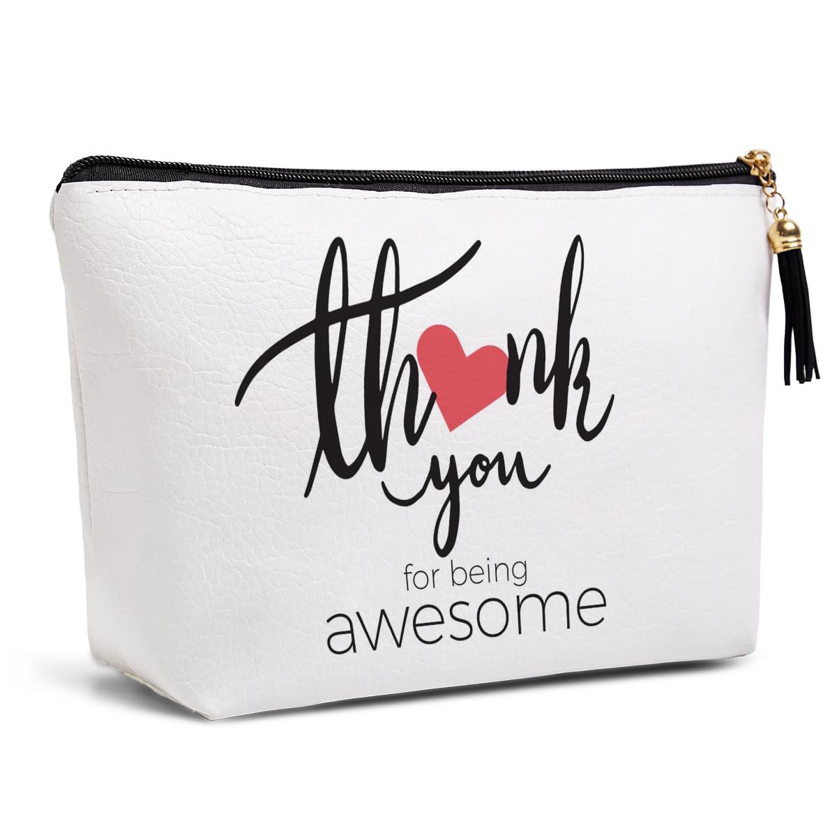 Thank You Gifts for Women Inspirational Boss Day Gifts Friendship Farewell Going Away Appreciation Gifts Christmas Thank You for Being Awesome Waterproof PU Leather Makeup Bag Travel Toiletry Bag