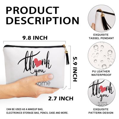 Thank You Gifts for Women Inspirational Boss Day Gifts Friendship Farewell Going Away Appreciation Gifts Christmas Thank You for Being Awesome Waterproof PU Leather Makeup Bag Travel Toiletry Bag