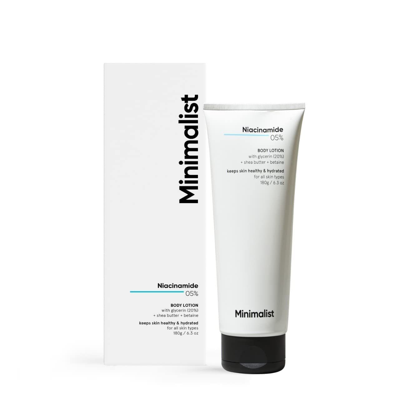 Minimalist Niacinamide 5% Body Lotion with Shea Butter For Hydration &amp; Nourishment of Skin | Reduces Sun Damage &amp; Repairs Skin Barrier | Glycerine &amp; Betaine for Soothing | 6.3 Oz / 180 gm