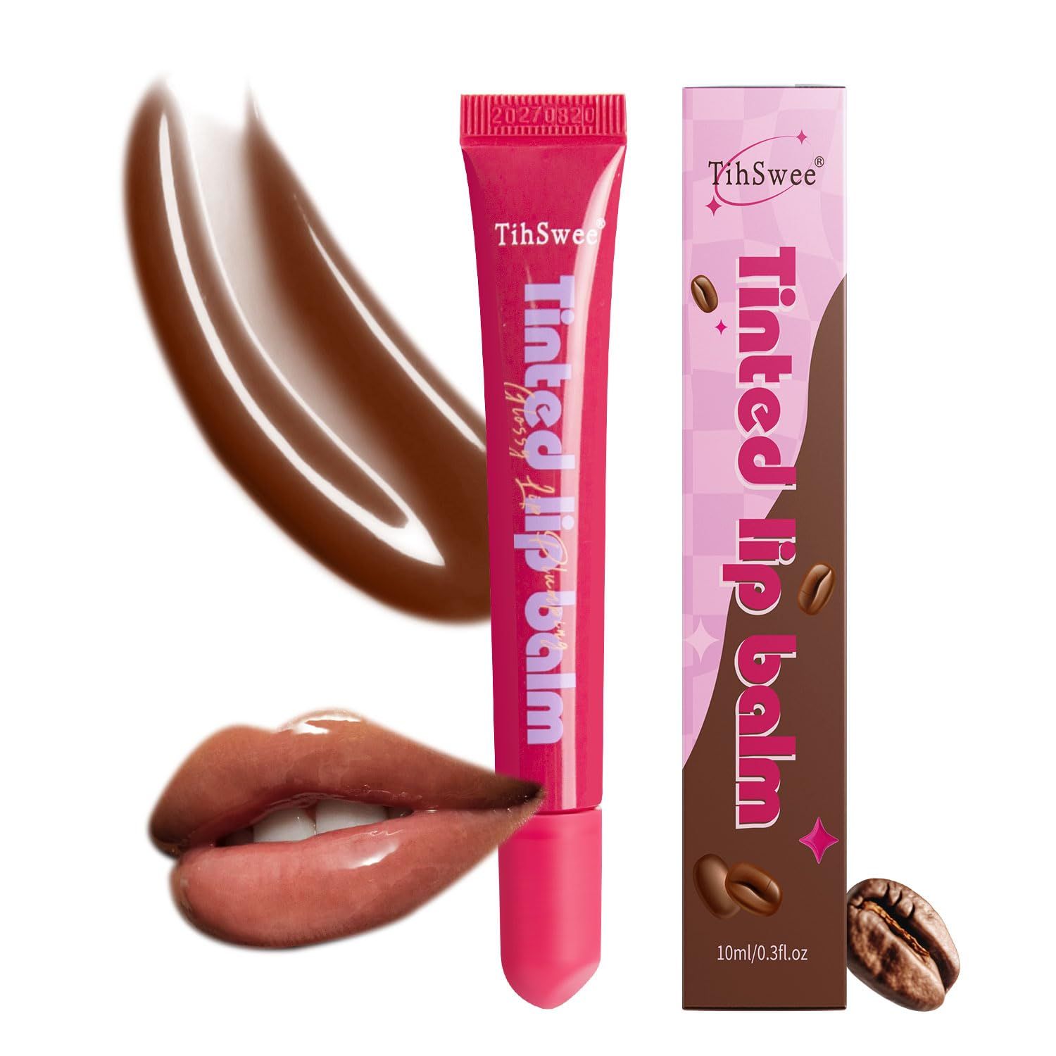 MYMERRY Tinted Lip Balm, Lip Tint with Sheer Color and Glowy Finish, Moisturizing for All Day with Natural Formula Leaves Lips Feeling Hydrated and Visibly Plump | Coffee Brown, 0.3fl.Oz