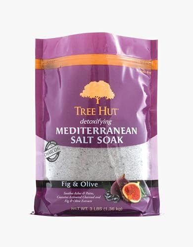 Tree Hut Detoxifying Mediterranean Salt Soak Fig &amp; Olive, 3Ibs, Ultra Hydrating Epsom for Nourishing Essential Body Care