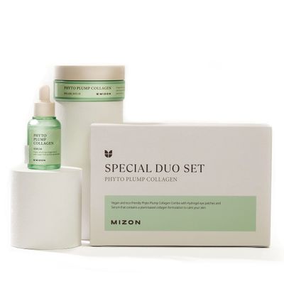 MIZON Phyto Plump Collagen Special Duo Set (Eye Gel Patch &amp; Serum) Vegan Formula Korean Skincare Kit