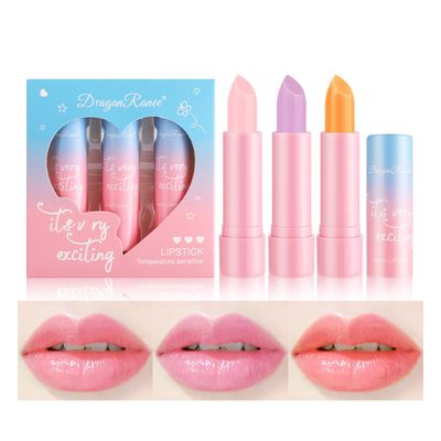 Pakivs 3Pcs Crystal Jelly Lipstick Set,Magic Temperature Color Change Lip Gloss Long Lasting Nutritious Moisturizer Lip Balm (Pink) (nutritious lipstick)
