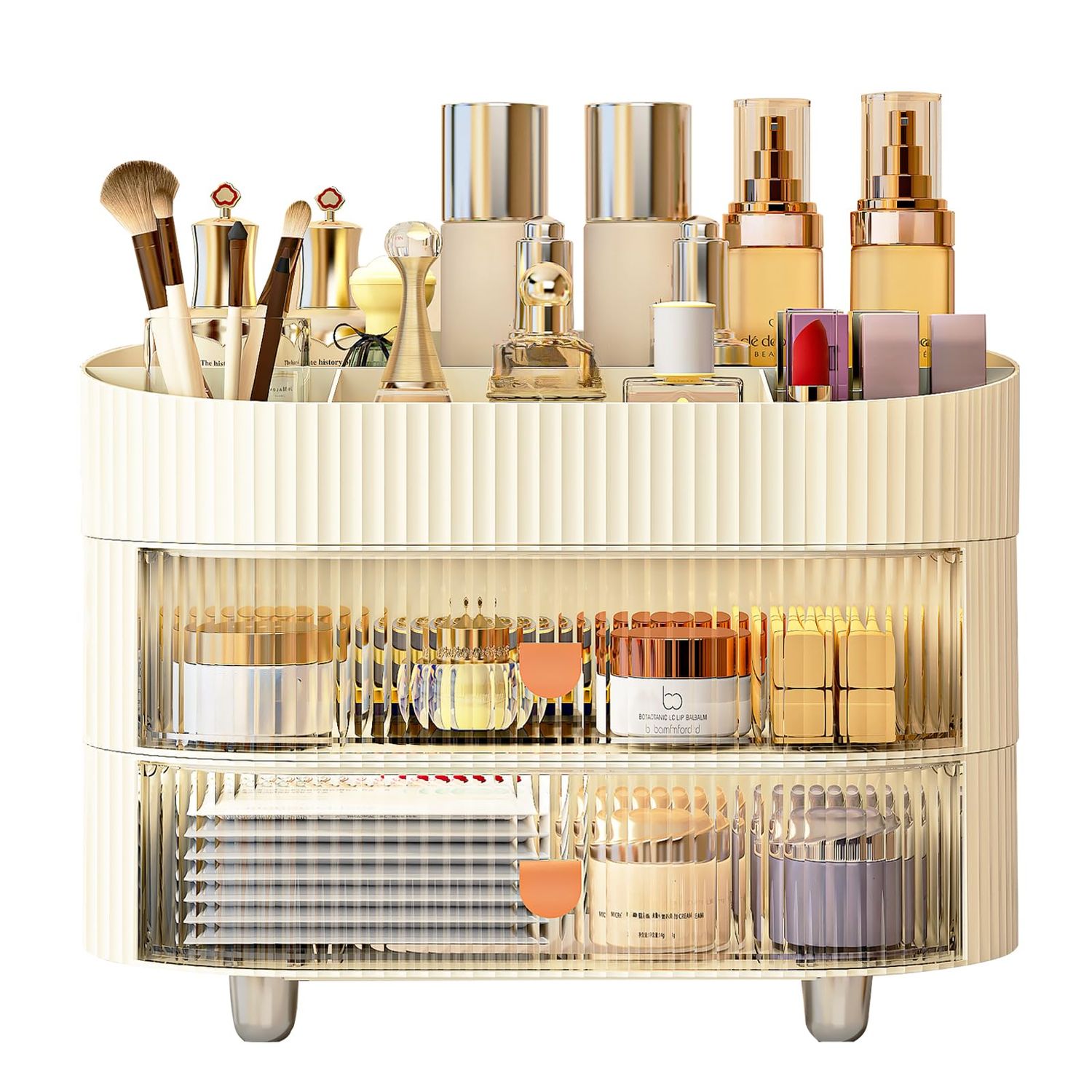 Makeup Organizer Countertop, Large-capacity Cosmetic Organizer Box, Stackable Drawer Skincare Organizers, Vanity Organizer Bathroom Makeup Storage Organizer And Skin Care Organizer Display Box.