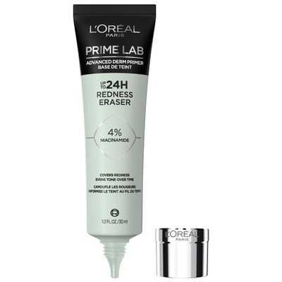 L&#39;Oreal Paris Prime Lab Up to 24H Redness Eraser Face Primer Infused with Niacinamide to Reduce Face Redness and Extend Makeup Wear, 1.01 Fl Oz