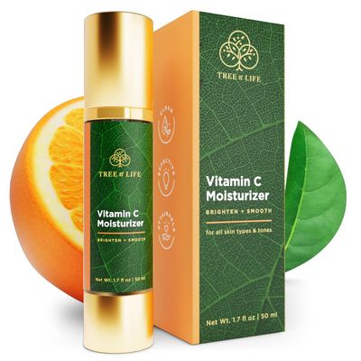Tree of Life Beauty Moisturizer, Vitamin C Face Cream - Hydrating &amp; Brightening Lotion, Reduces Dark Spots - Dermatologist-Tested for Dry Sensitive Skin - Whitening Facial Skin Care - 1.7 Fl Oz