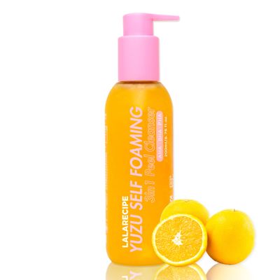 LALARECIPE Yuzu Self-Foaming 3-in-1 Facial Cleanser | Korean Skincare for Gentle Pore Clarifying Exfoliating Face Wash | AHA BHA PHA Daily Cleanser for Dry &amp; Sensitive Skin (6.6 fl oz)