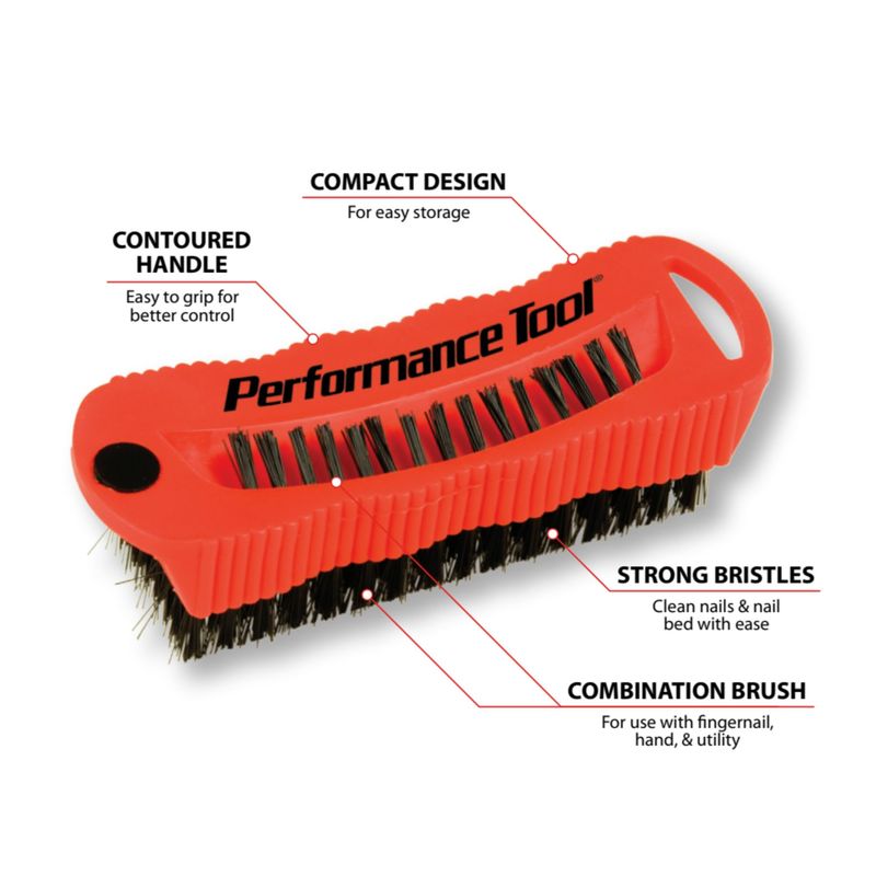 Performance Tool W9163 Utility and Fingernail Brush with Magnet / Scrub Brush