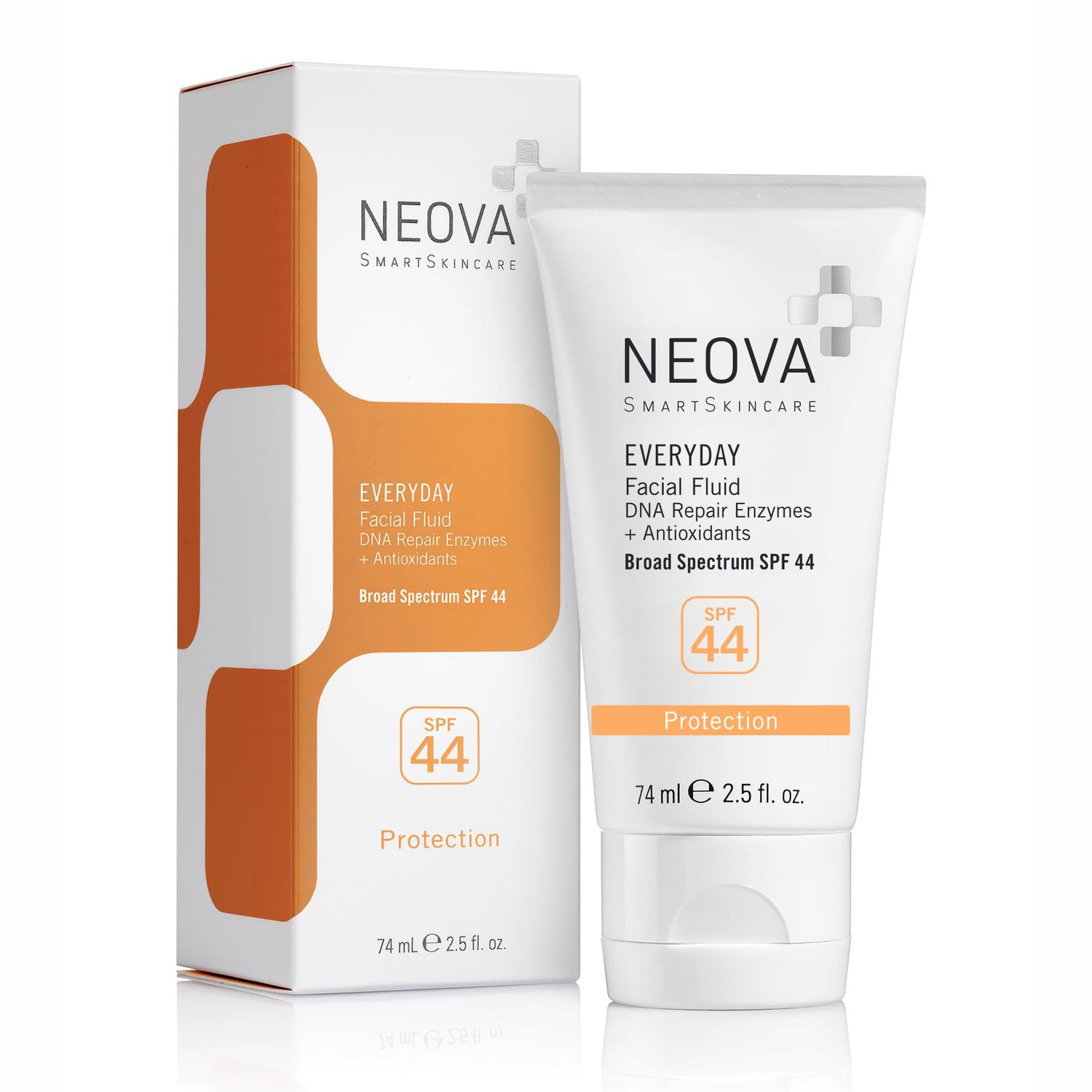 NEOVA SmartSkincare Facial Sunscreen Everyday Facial Fluid 2.5 fl. Oz. | Broad Spectrum SPF 44 Hybrid Sun Defense | Oil Free &amp; Non Comdogenic