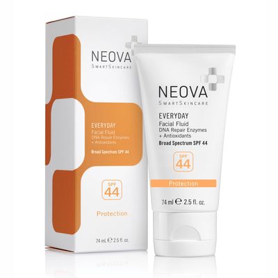 NEOVA SmartSkincare Facial Sunscreen Everyday Facial Fluid 2.5 fl. Oz. | Broad Spectrum SPF 44 Hybrid Sun Defense | Oil Free &amp; Non Comdogenic
