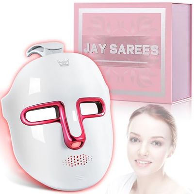 JAY SAREES Red-Light-Therapy-for-Face, 7-1 Colors Led Face Mask Light Therapy, Facial Skin Care Mask (White)