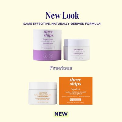 Three Ships Superfruit Exfoliating Face Mask with Lactic + Multifruit 8% AHA - Brightens and Removes Dead Skin Cells, Soothes and Hydrates Skin (40g)