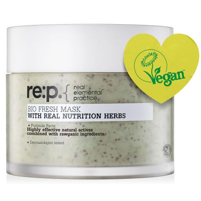 RE:P BIO FRESH MASK with REAL Nutrition HERBS 4.58 Fl Oz (130g) - 100% Vegan, Cruelty-free - Natural nourishing peel off mask with Real Peppermint + Real Rosemary - Korean Skin Care