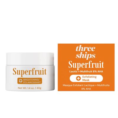 Three Ships Superfruit Exfoliating Face Mask with Lactic + Multifruit 8% AHA - Brightens and Removes Dead Skin Cells, Soothes and Hydrates Skin (40g)