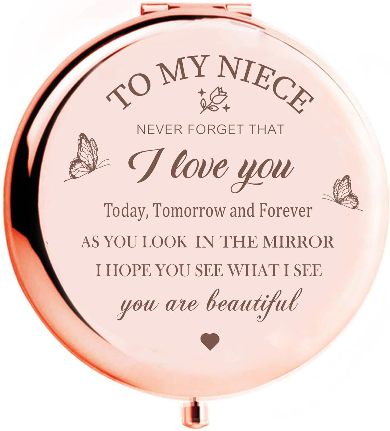 KGKAIMIZL Niece Gifts Compact Mirror Gifts for Niece from Aunt, Niece Makeup Compact Mirror, Birthday Gifts for Niece from Aunt Uncle for Nieces Birthday, Christmas