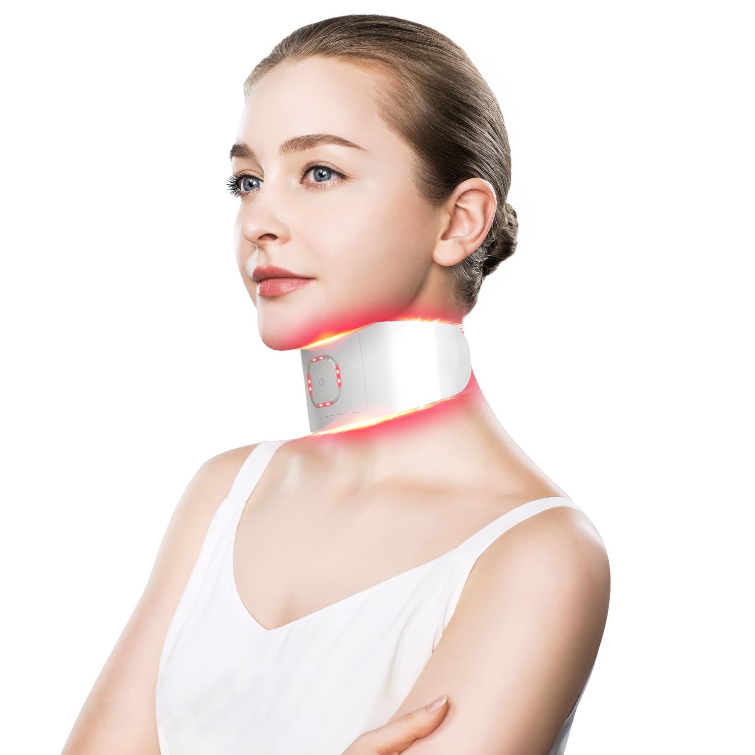 Neck Firming Device Neck Slimmer, Neck Tightening Machine Wrinkles Remover for Neck Lift, Led Red Blue Green Light Therapy