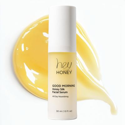 Hey Honey Skincare Good Morning Honey Silk Facial Serum for True Glow | Vitamin C Fast Acting Skin Hydrator and Skin Barrier Protector | with Hyaluronic Acid Serum | 1 oz