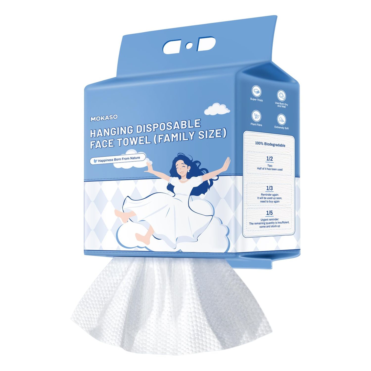 MOKASO 130 Count Disposable Face Towel, Clean Facial Wash Cloth Ultra Soft &amp; Thick Cloth for Sensitive and All Skin Types for Skin Care Make-up Wipes Face Wipes and Facial Cleansing