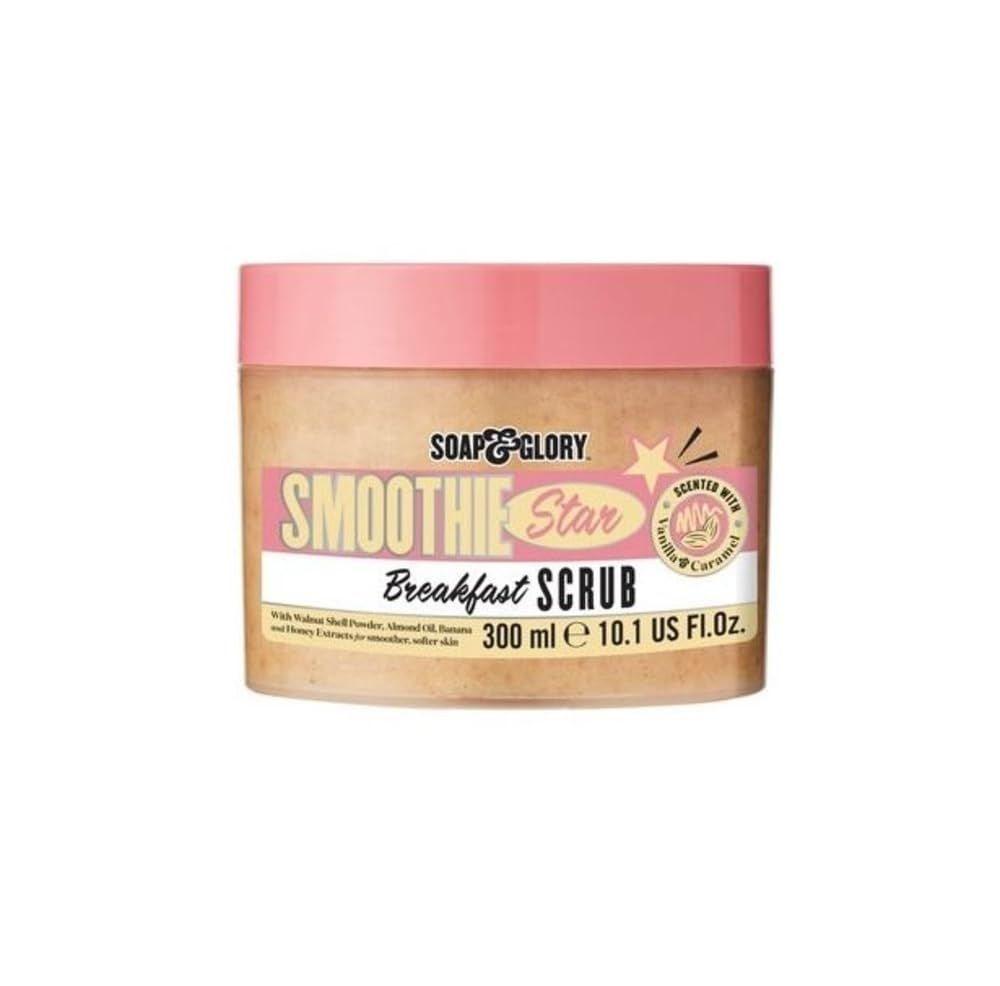 Soap &amp; Glory Smoothie Star Exfoliating Breakfast Body Scrub - Buff &amp; Smooth Body Scrub - Almond &amp; Caramel Scented Body Polish - Brightening Body Scrub with Honey Extract &amp; Sweet Almond Oil (300ml)