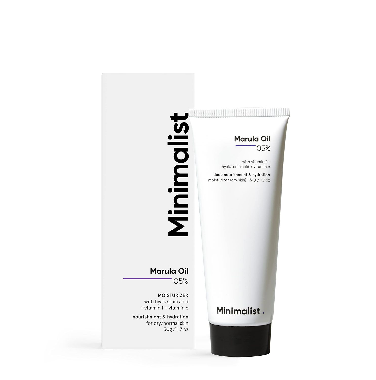 Minimalist Face Moisturizer for Dry Skin | 5% Marula Oil | With Hyaluronic Acid For Deep Nourishment &amp; Hydration | For Women &amp; Men | 1.7 Oz / 50 gm
