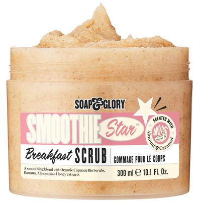 Soap &amp; Glory Smoothie Star Exfoliating Breakfast Body Scrub - Buff &amp; Smooth Body Scrub - Almond &amp; Caramel Scented Body Polish - Brightening Body Scrub with Honey Extract &amp; Sweet Almond Oil (300ml)