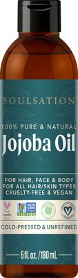 SOULSATION Non-GMO Jojoba Oil for Skin, Hair &amp; Face | 100% Pure, Natural Cold Pressed (6oz)