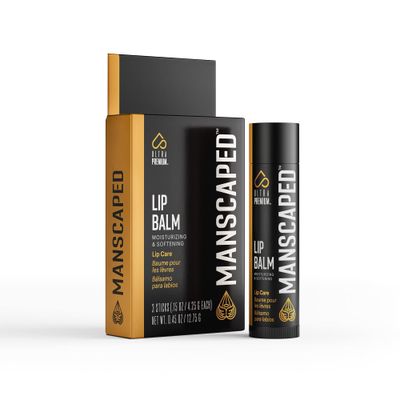 MANSCAPED Moisturizing and Soothing Lip Balm, Infused with Vitamin E, Peppermint Oil, and Eucalyptus Oil for Chapped Lips, Matte Finish (3-Pack)