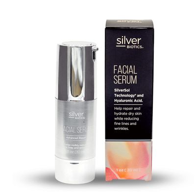 Silver Biotics Anti-aging Colloidal Nano-Silver Facial Serum Gel | Great For Blemishes, Scars &amp; More All Natural Face Care | 20 PPM Silversol + 2% Hyaluronic Acid | 1 fl oz