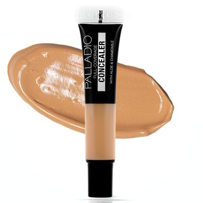 Palladio Full Coverage Concealer, Under Eyes Disguise, Creamy Face and Eye Concealer, Evens Skin Tone, Conceals Blemishes, Dark Circles and Fine Lines, Use with Concealer Brush, Cafe Au Lait