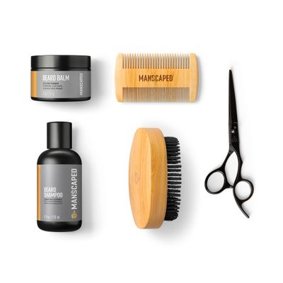 MANSCAPED Beard Care Kit Includes UltraPremium Moisturizing Beard Shampoo &amp; Balm, Soft Brush, Comb &amp; Precision Scissors for Grooming &amp; Trimming Facial Hair