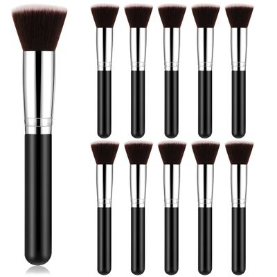 Tanlade 10 Pcs Flat Top Foundation Brush Bachelorette Party Favors Foundation Brush Dense Makeup Artist Brush for Liquid, Cream, Flawless Face Blush Brush for Wedding Artist(Black)