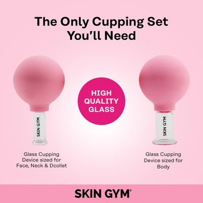 Skin Gym Facial Cupping Set, Glass Face Cupping Tool for Massage Therapy, Sculpting, &amp; Toning Chin, Jawline &amp; Neck, 2 Piece